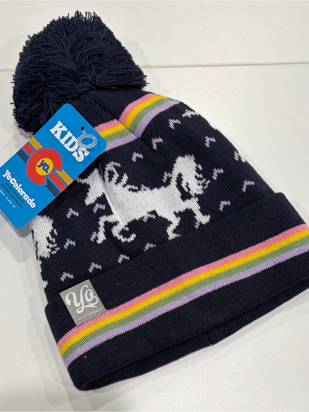 Yo Colorado Kids' Yonicorn Beanie Kids (2-7 yrs) Navy Blue NWT Hat Winter
